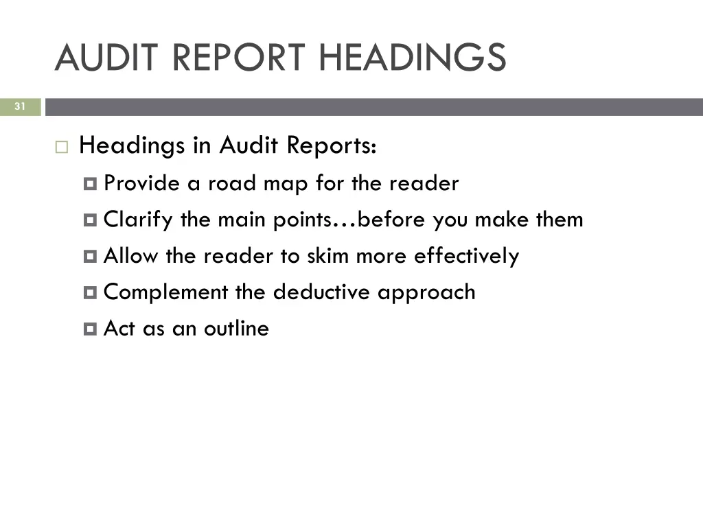 audit report headings