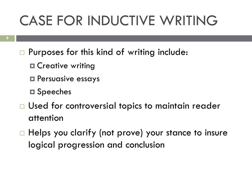 case for inductive writing