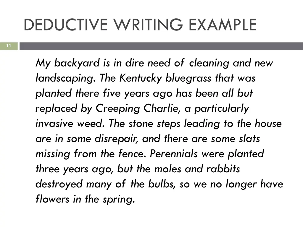 deductive writing example