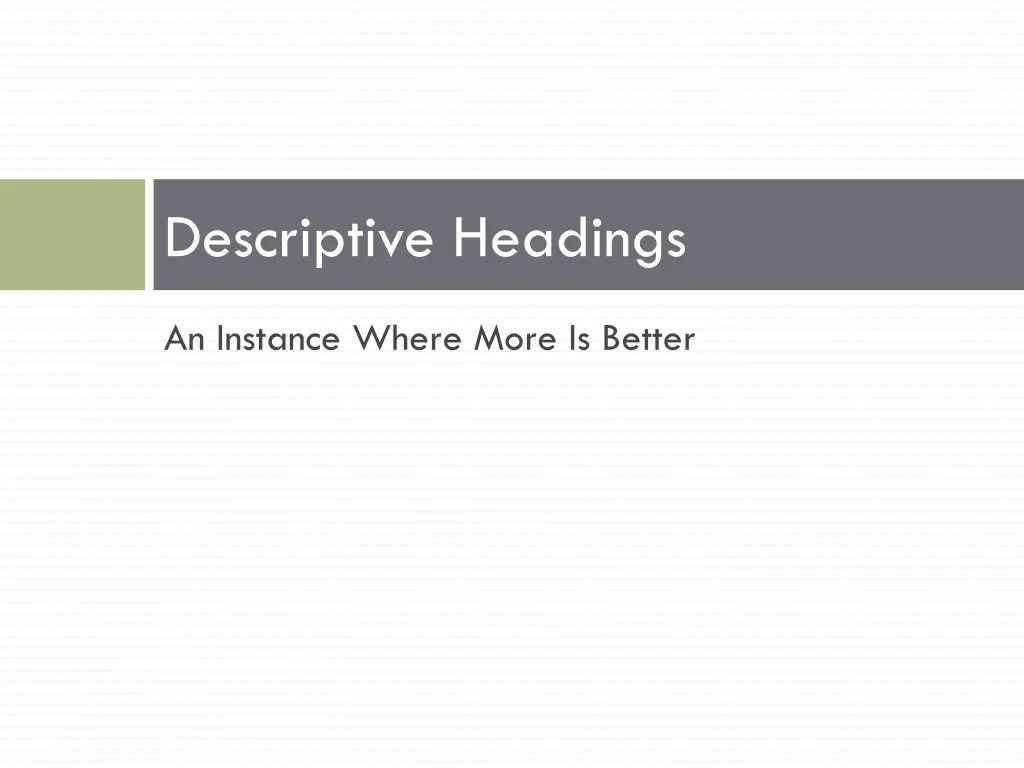 descriptive headings