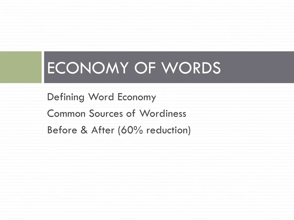 economy of words