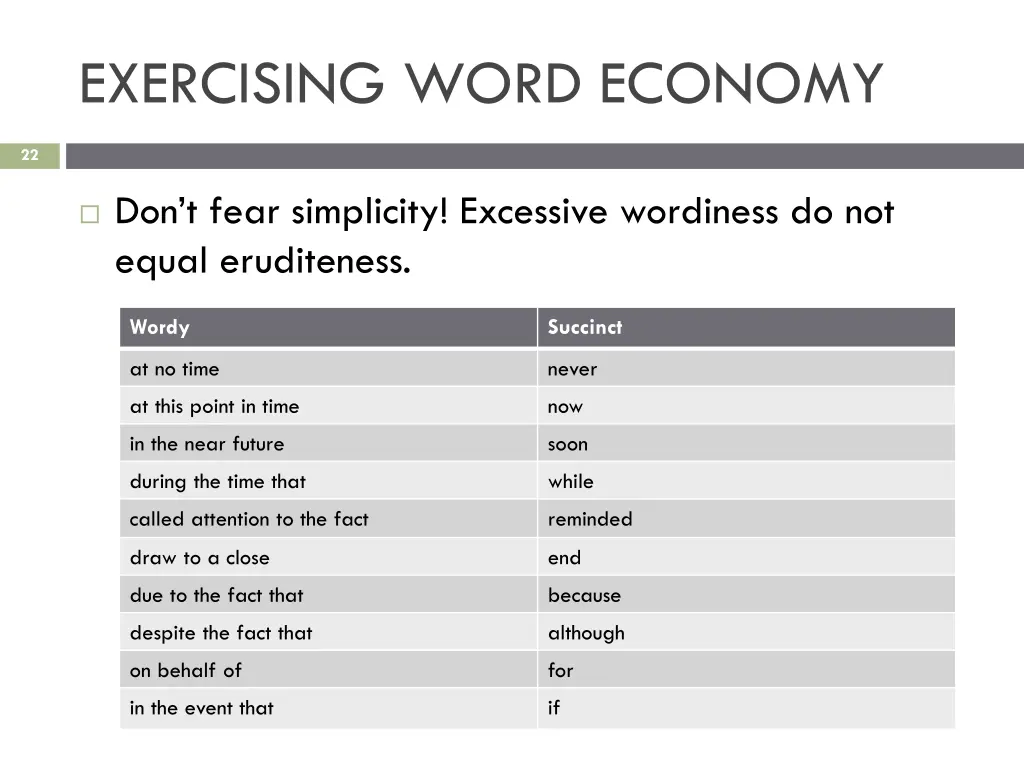 exercising word economy 5