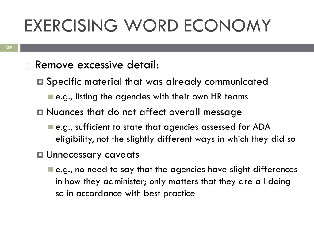 exercising word economy 9