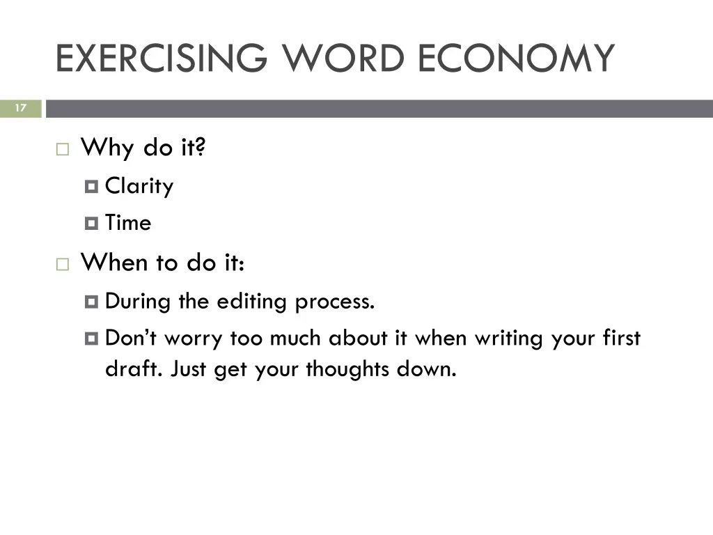 exercising word economy