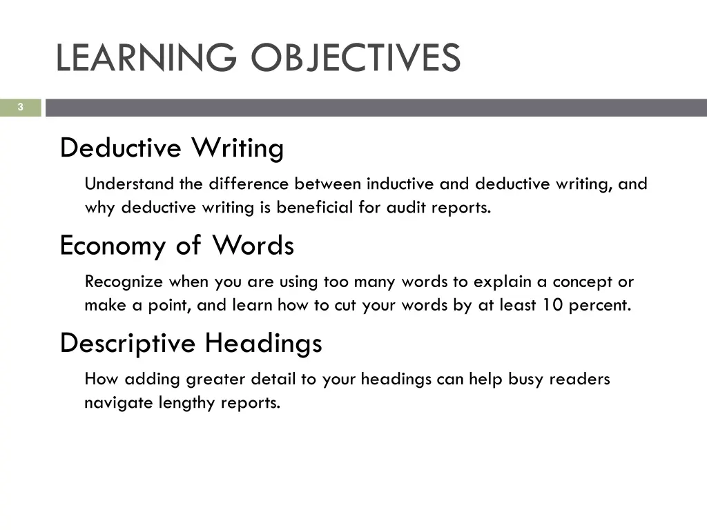 learning objectives