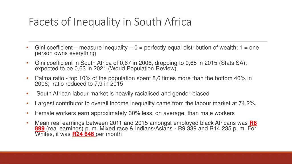 facets of inequality in south africa