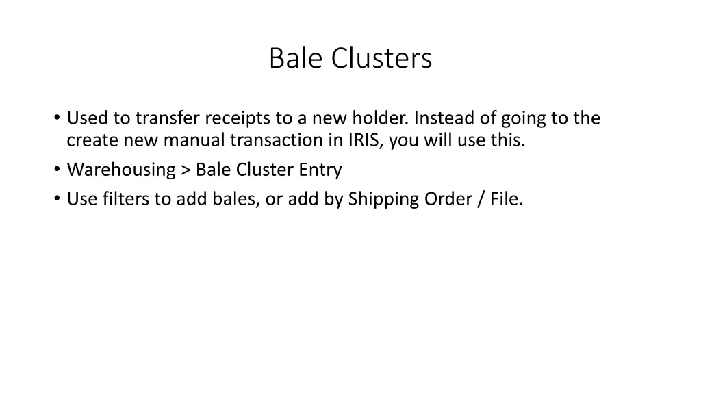 bale clusters