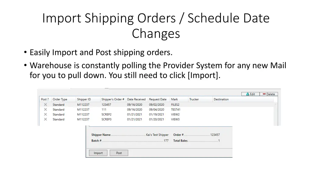 import shipping orders schedule date changes