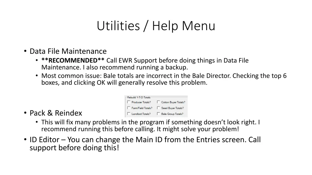 utilities help menu