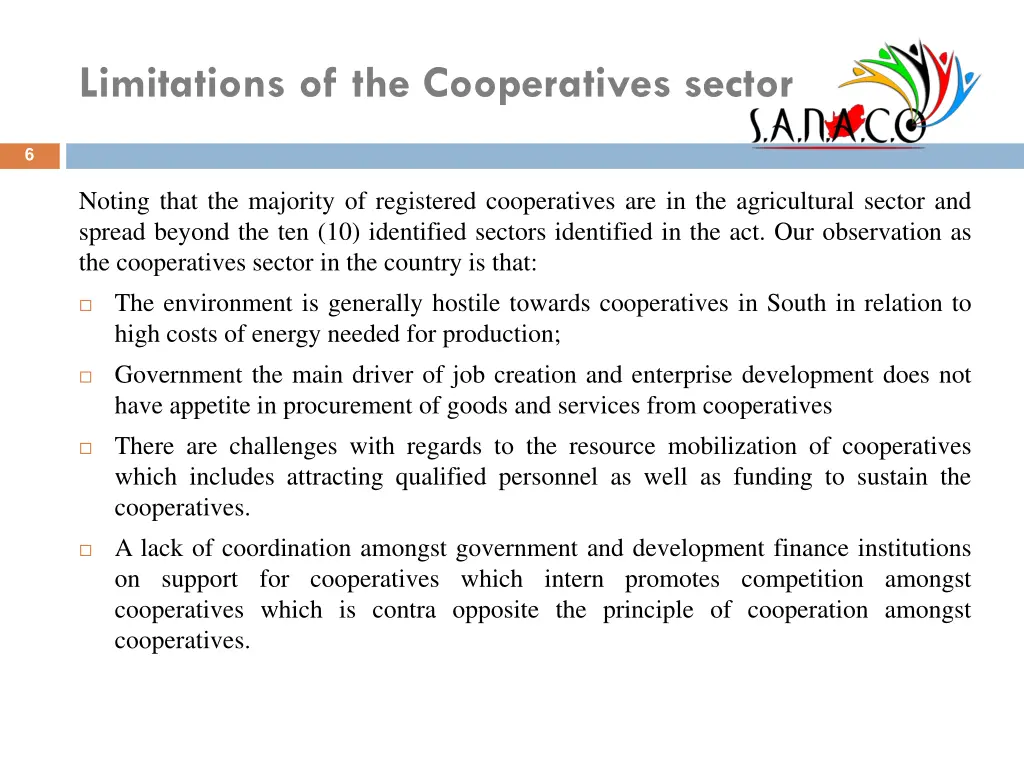 limitations of the cooperatives sector