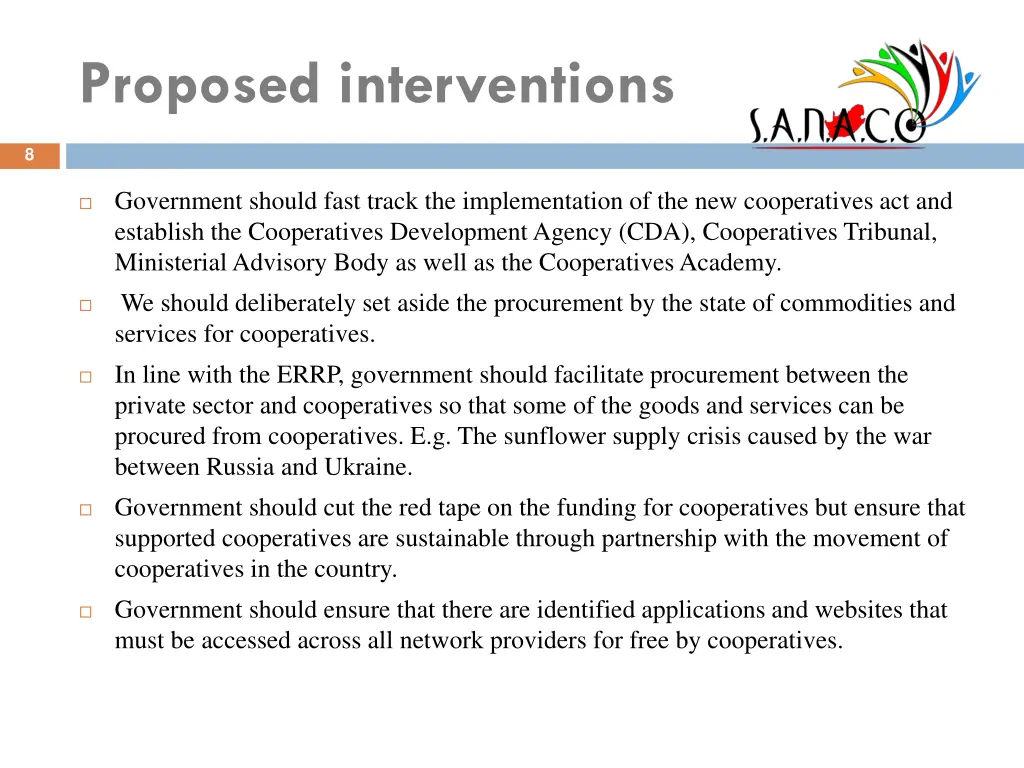 proposed interventions