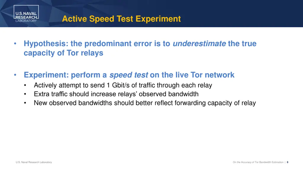 active speed test experiment