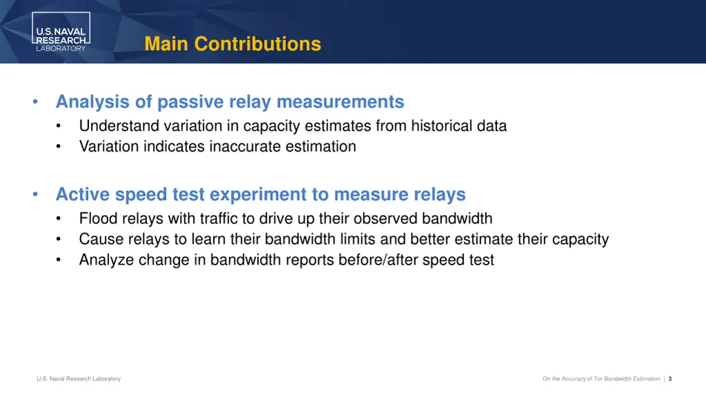 main contributions