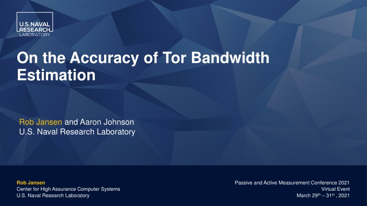 on the accuracy of tor bandwidth estimation