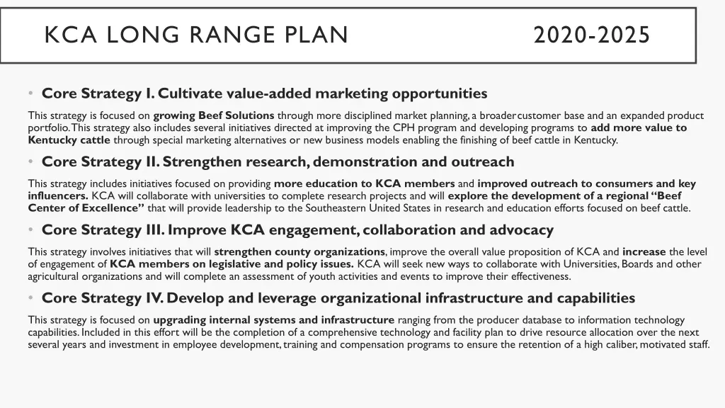 kca long range plan