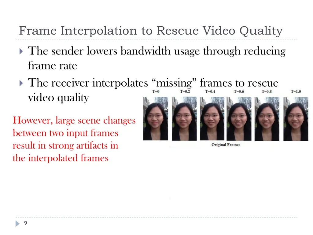 frame interpolation to rescue video quality