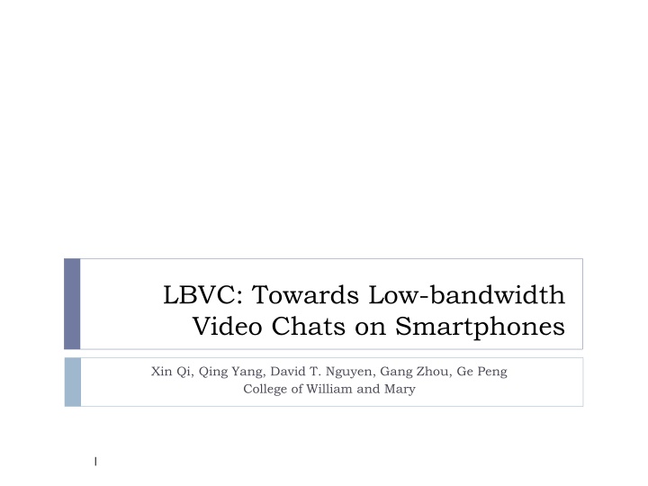 lbvc towards low bandwidth video chats