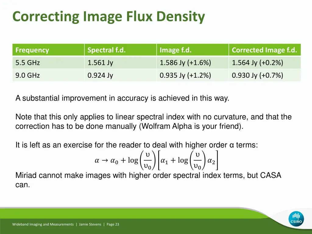 correcting image flux density 2