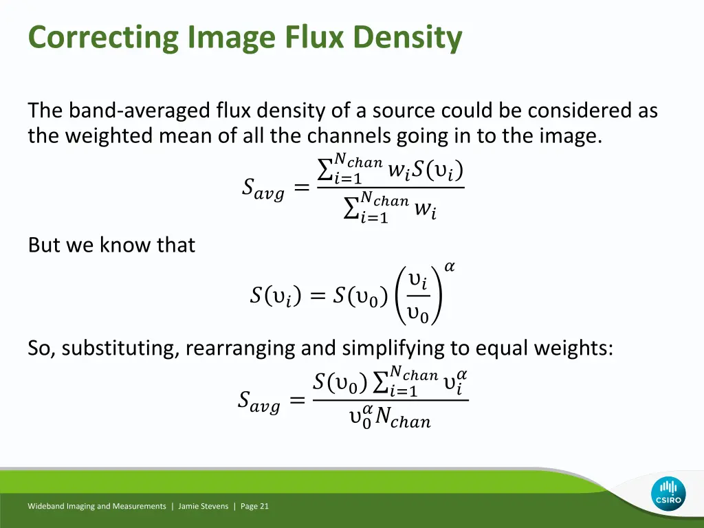 correcting image flux density