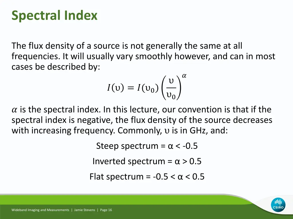 spectral index