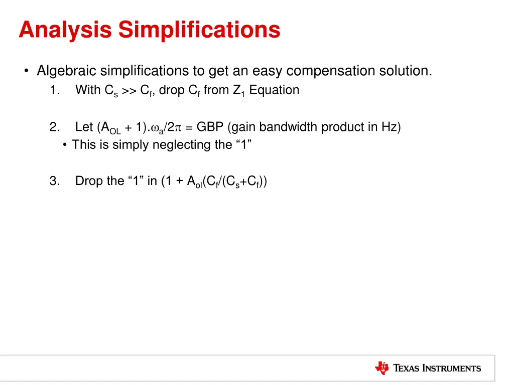 analysis simplifications