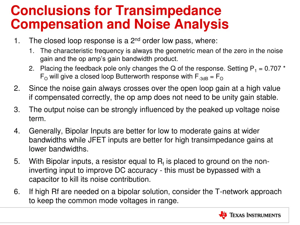 conclusions for transimpedance compensation