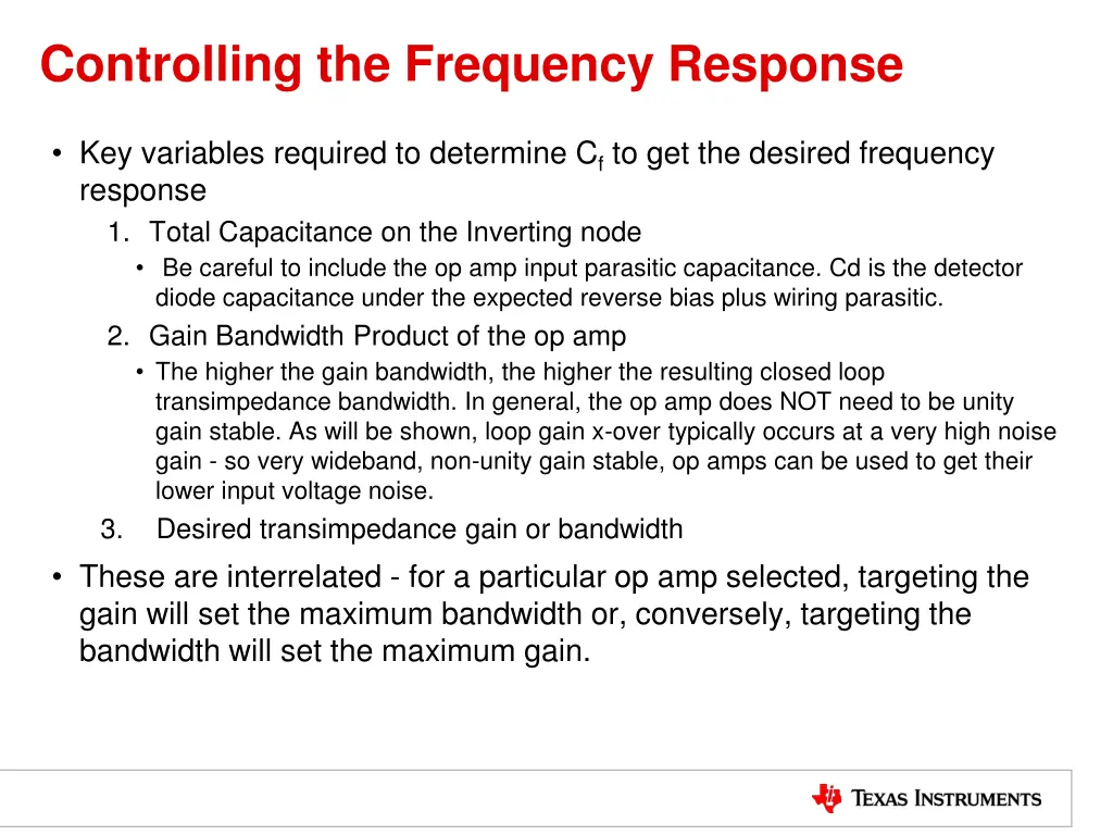 controlling the frequency response