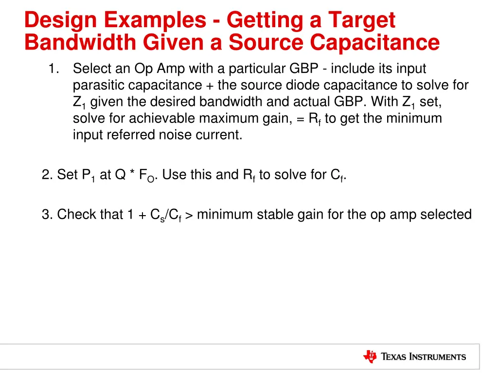 design examples getting a target bandwidth given