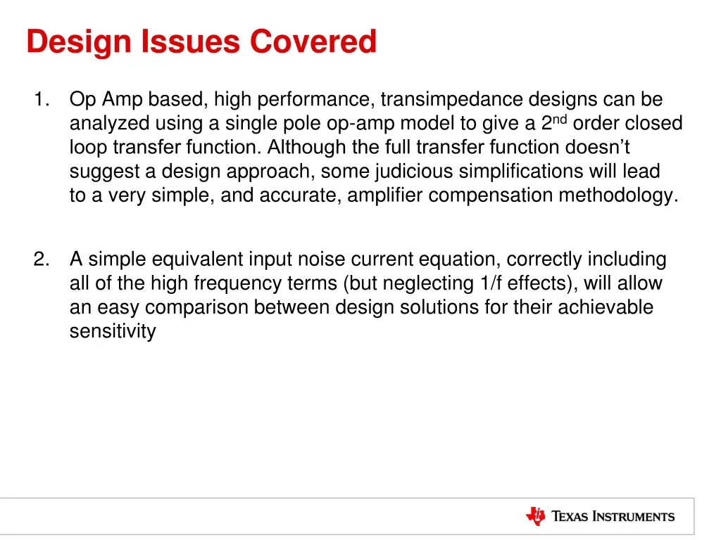 design issues covered