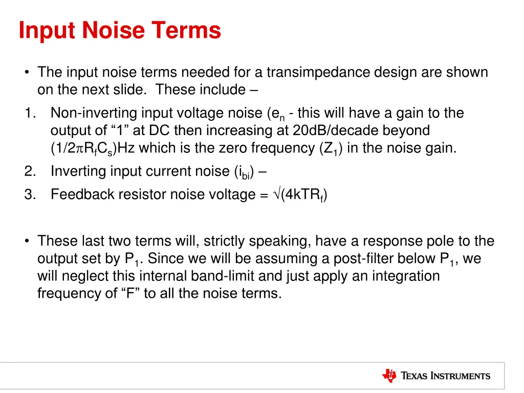 input noise terms