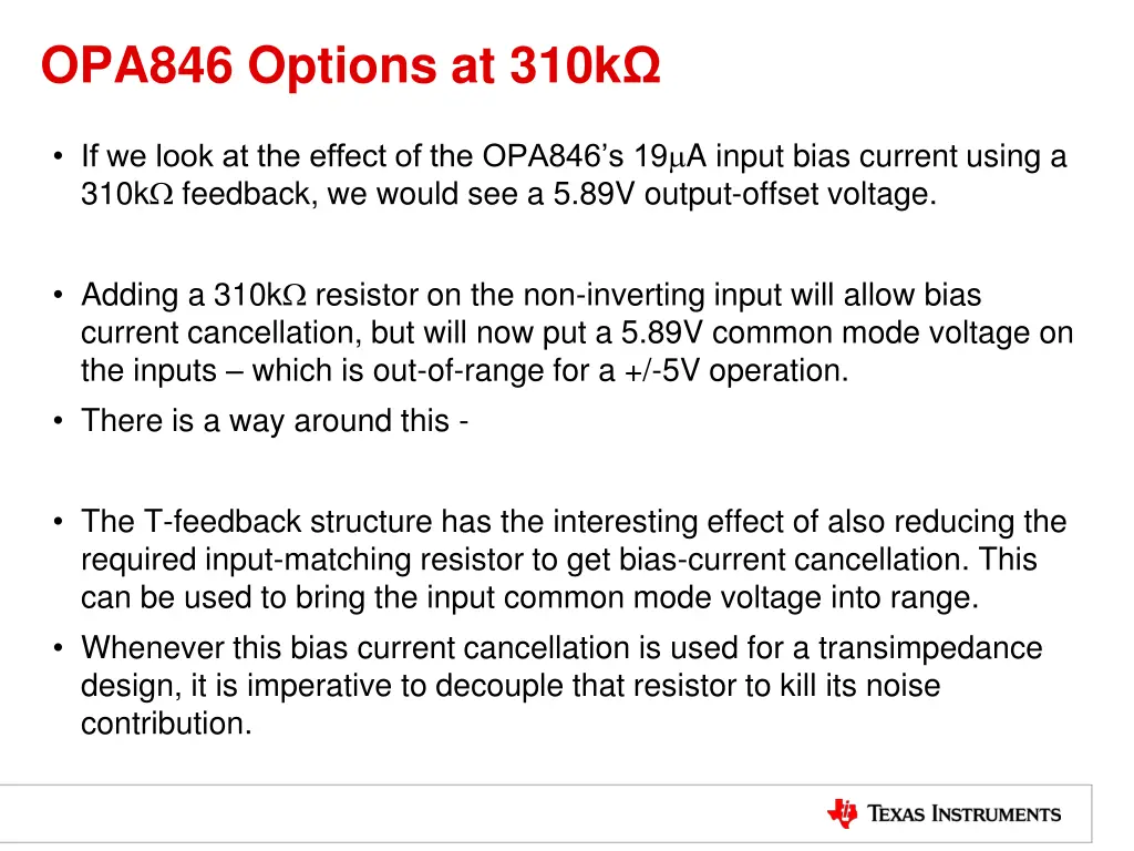 opa846 options at 310k