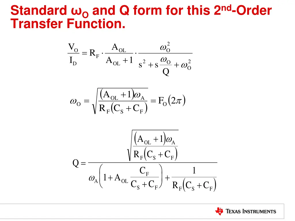 standard o and q form for this 2 nd order