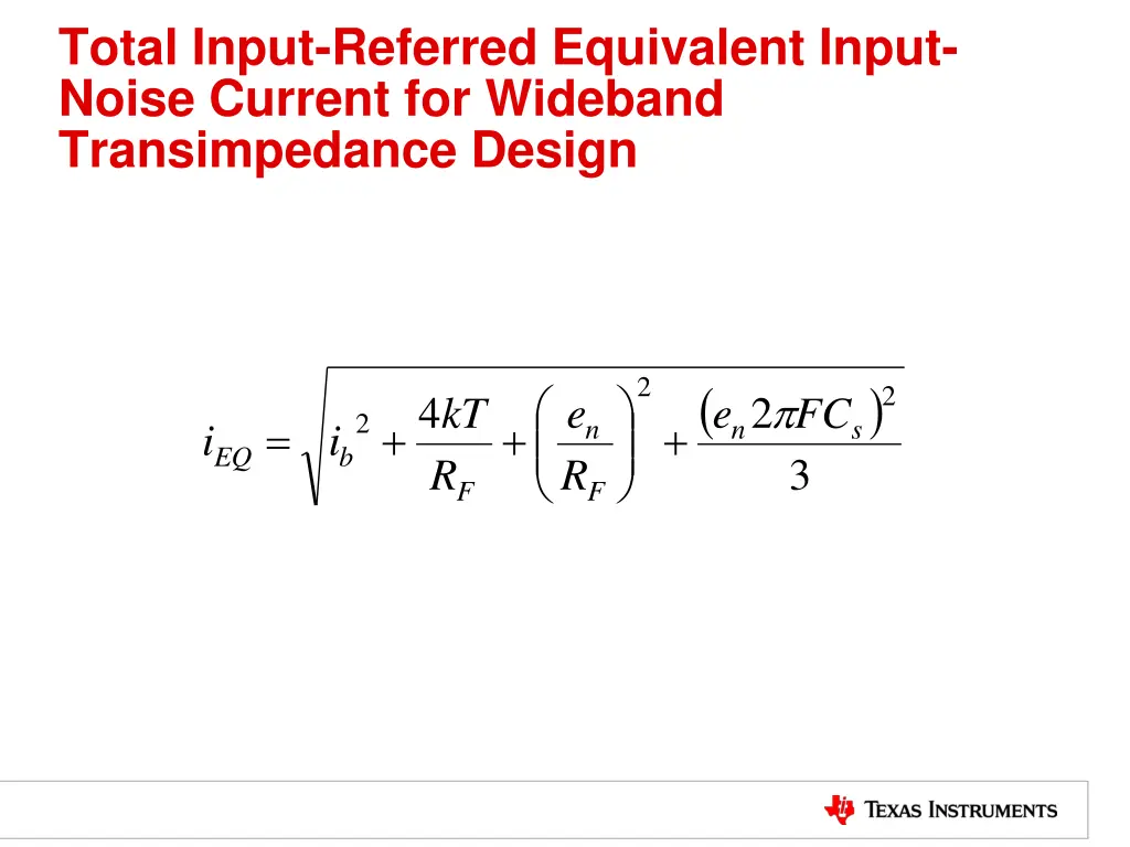 total input referred equivalent input noise