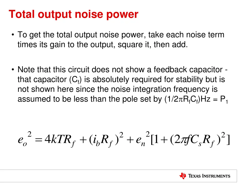 total output noise power