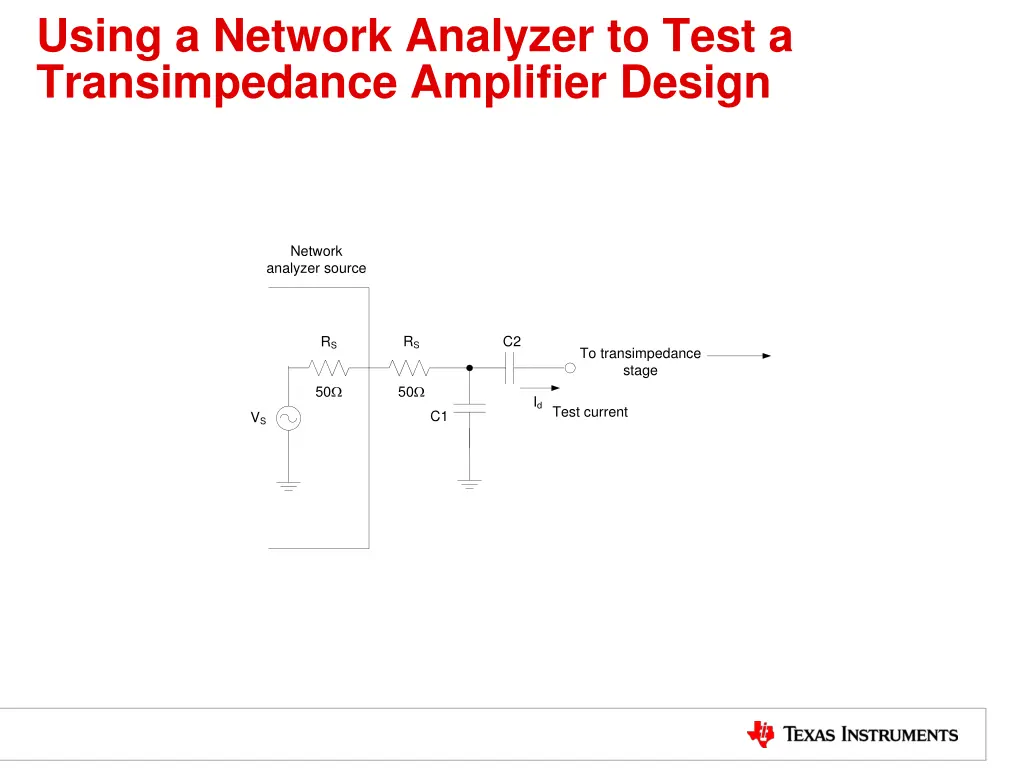 using a network analyzer to test a transimpedance 1