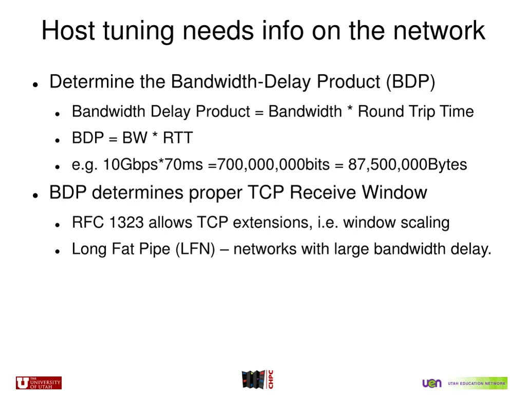 host tuning needs info on the network