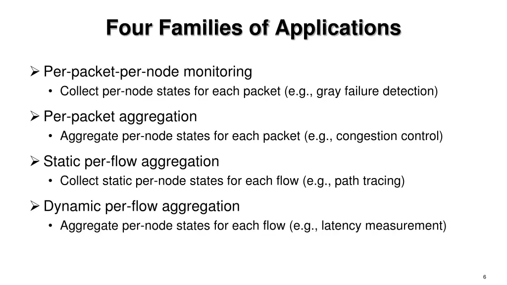 four families of applications