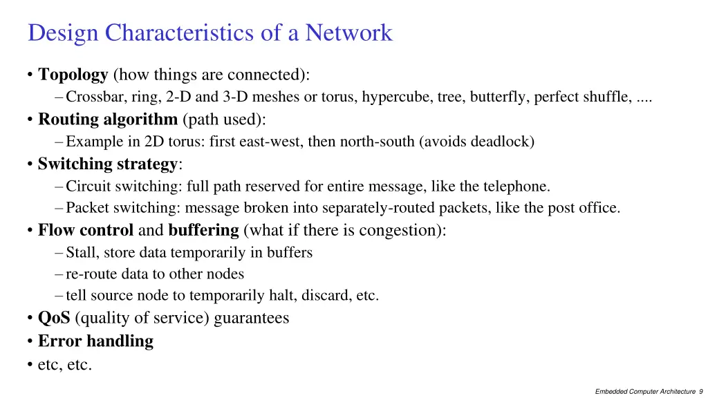 design characteristics of a network