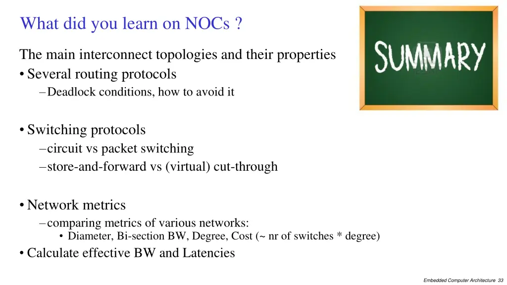 what did you learn on nocs