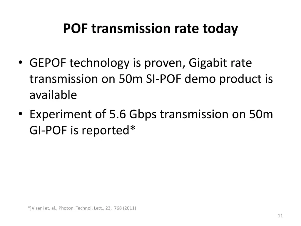 pof transmission rate today