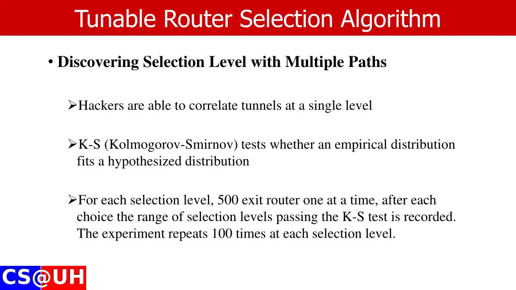 tunable router selection algorithm 5