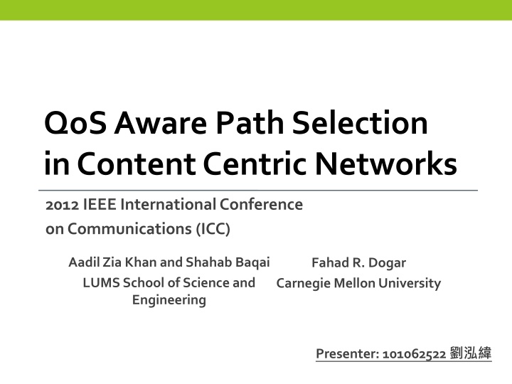 qosaware path selection in content centric