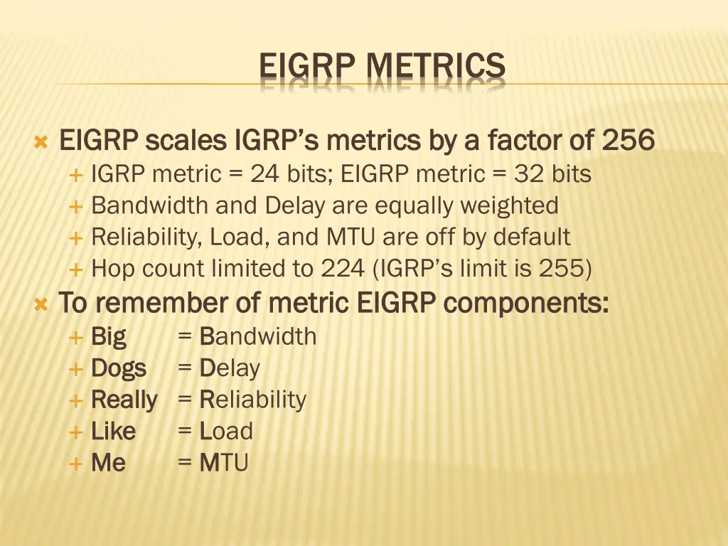 eigrp metrics