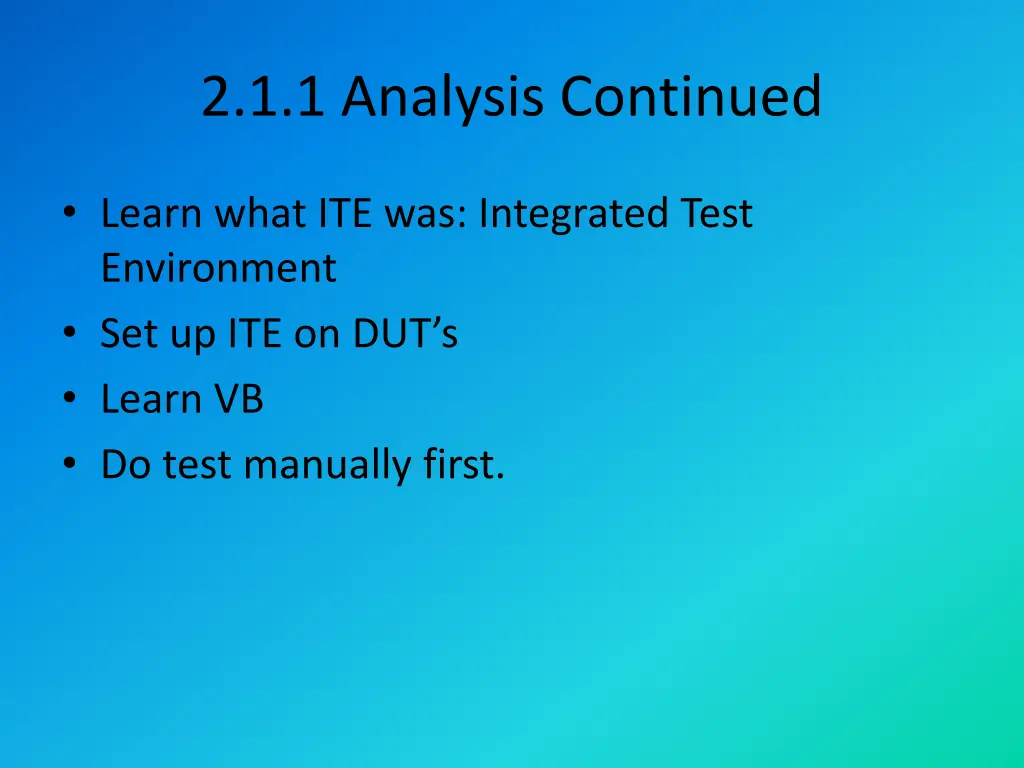 2 1 1 analysis continued