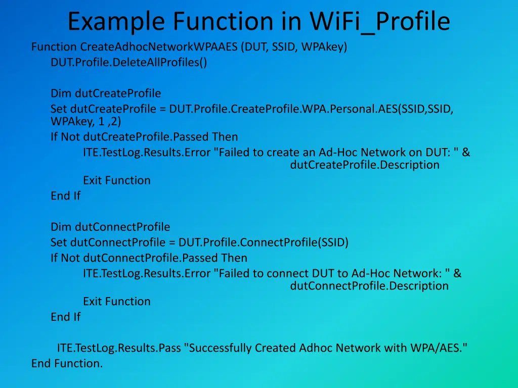 example function in wifi profile function