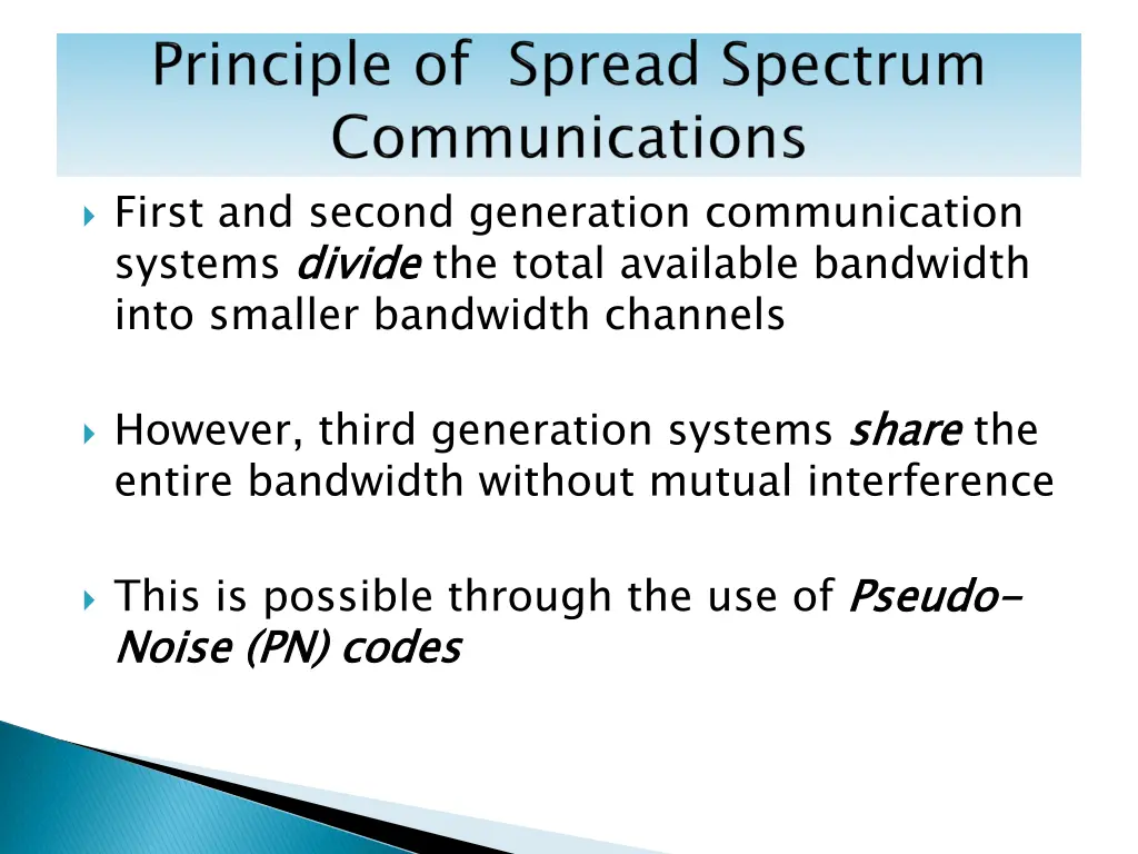 first and second generation communication systems