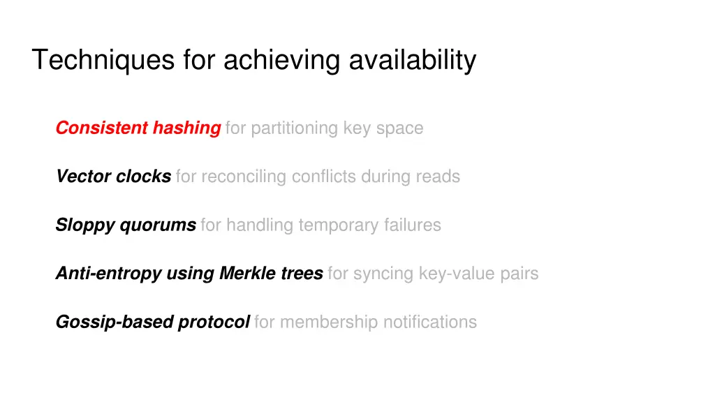 techniques for achieving availability 1