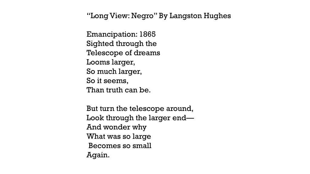 long view negro by langston hughes