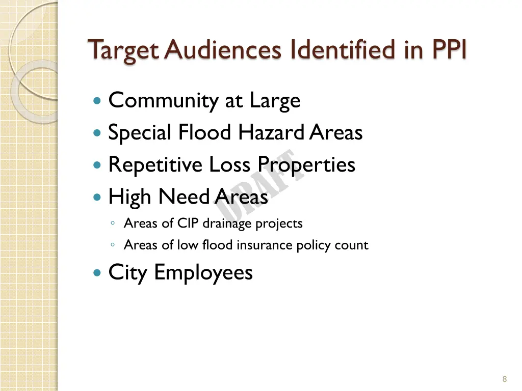 target audiences identified in ppi