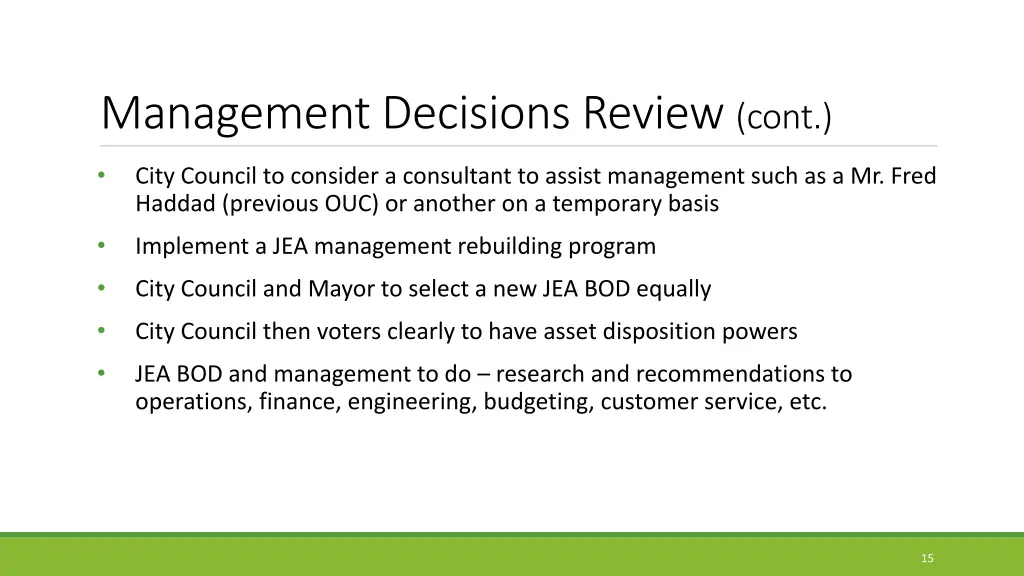 management decisions review cont